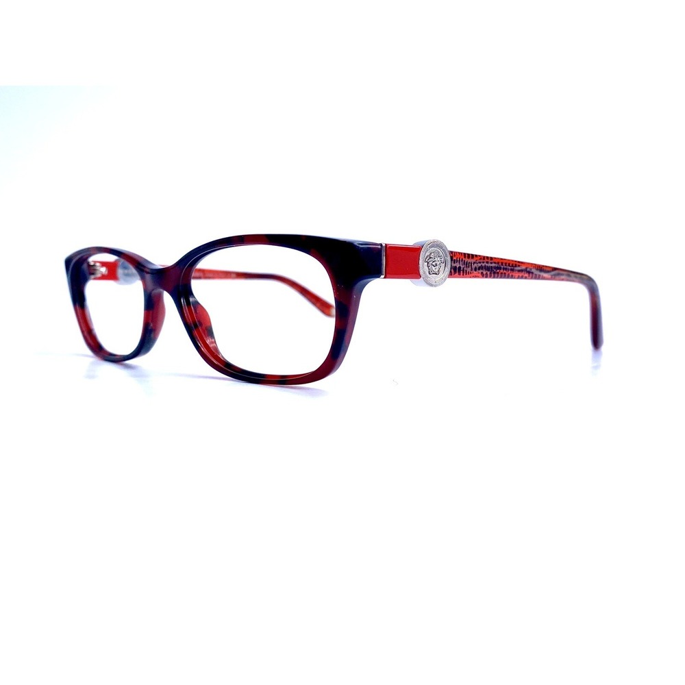 New Versace Red Tortoise Wayfarer Medusa Temple Glasses Italy MOD 3164 51 16 135